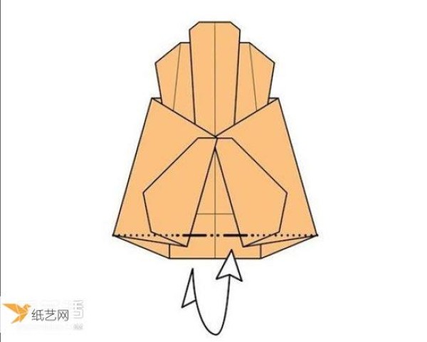 Illustration of the method of hand folding paper sofa chair