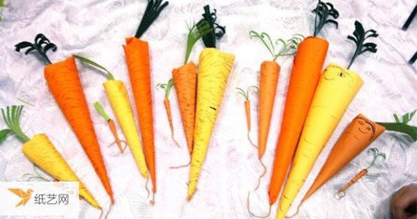 Tutorial on how to make simple paper carrots for kindergarten children