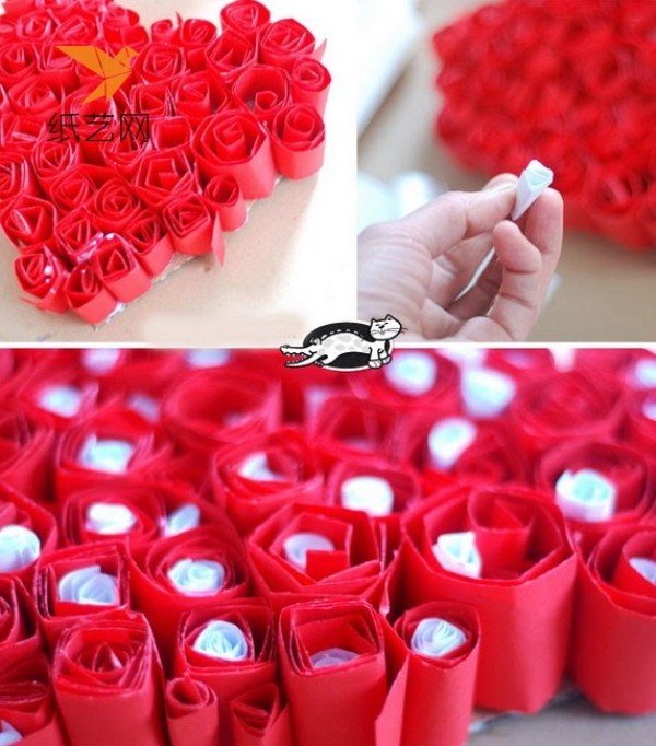 Tutorial on how to make Valentine’s Day paper rose and strawberry decorations