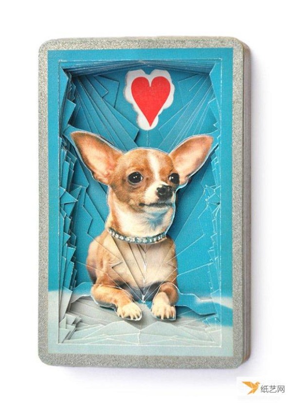 3D playing card paper sculpture art—Lonely Heart poker paper sculpture