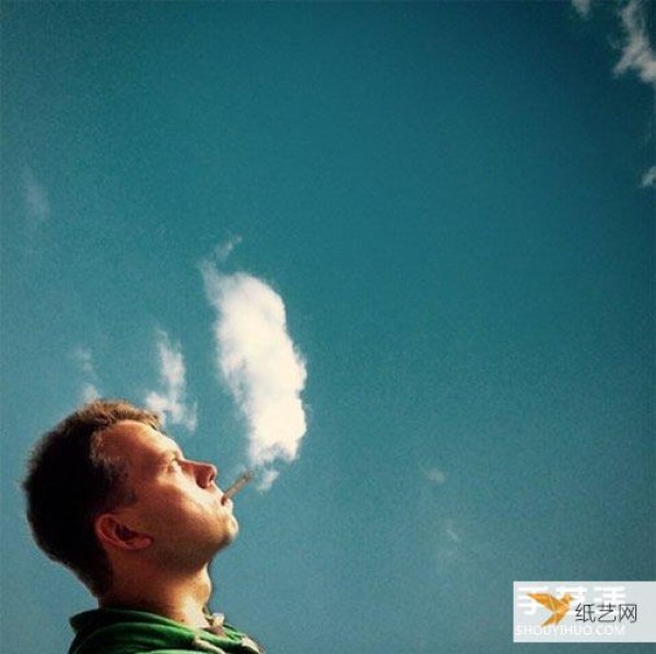 A simple and interesting optical illusion photography teaches you how to play with clouds