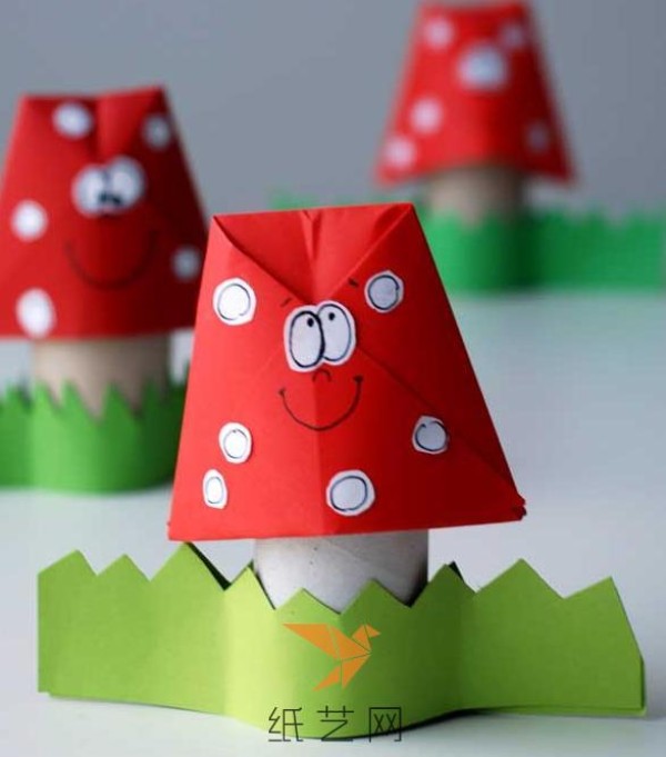 Tutorial on children’s DIY cute little mushrooms that turn waste into treasure from toilet paper tubes