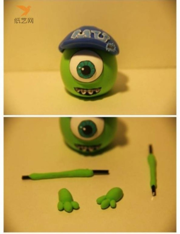 Clay one-eyed little green baby making tutorial clay tutorial