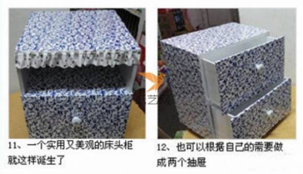 Tutorial on turning waste into treasure with blue and white porcelain bedside tables