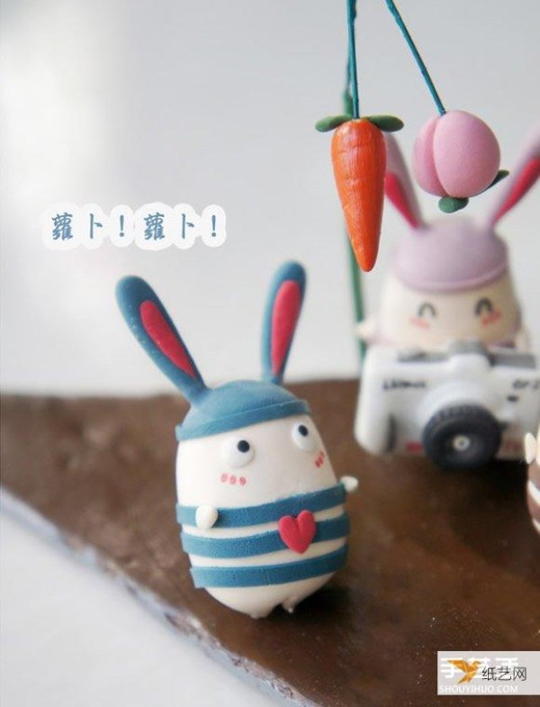 Pictures of cute-looking jailbreak rabbit soft clay personalized works