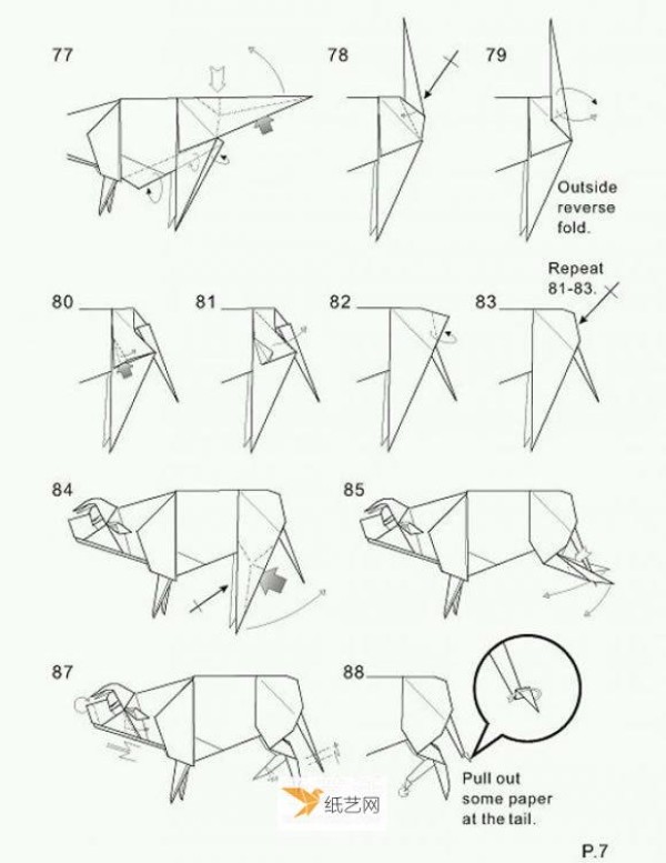 Demonstrate the specific folding method of the realistic three-dimensional zodiac sign Ox