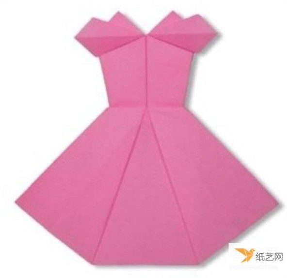 How to use origami to fold a skirt by hand. Illustration of the folding method.