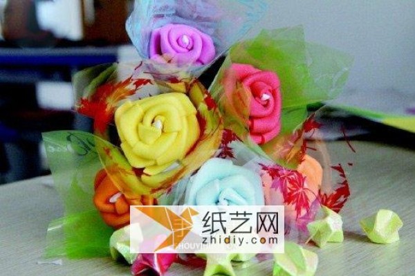 Exquisite Colored Plastic Sponge DIY Rose Valentine’s Day Gift Tutorial