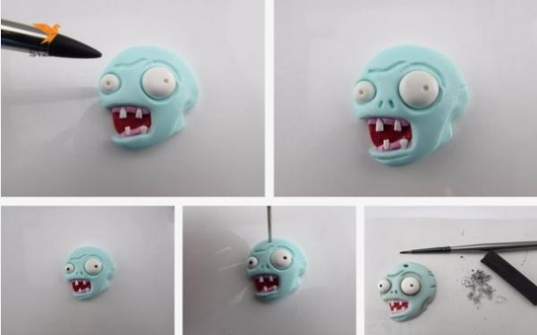 Plants vs. Zombies tutorial on how to make a zombie necklace using ultra-light clay