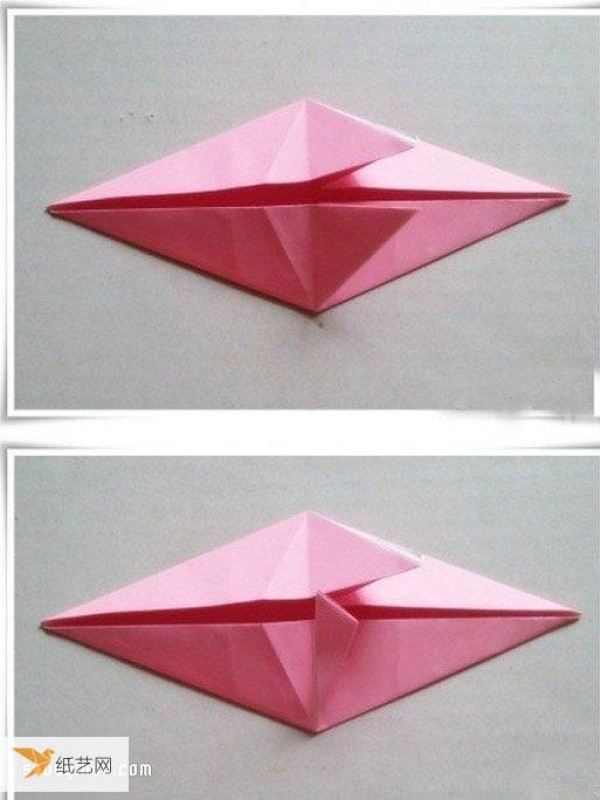 Illustrated method of folding an origami parasol by hand