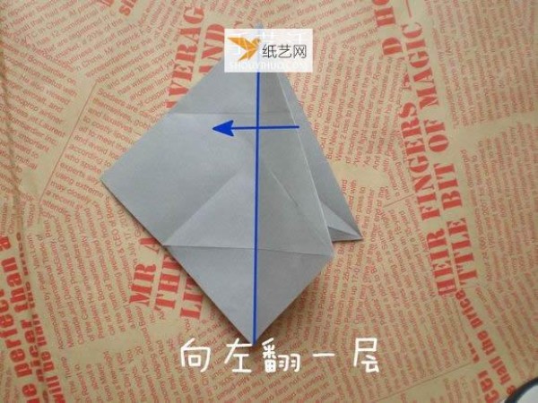 Illustration of hand folding cute puppy using origami