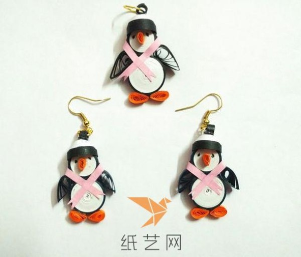 Tutorial on making cute paper penguin earrings and pendants