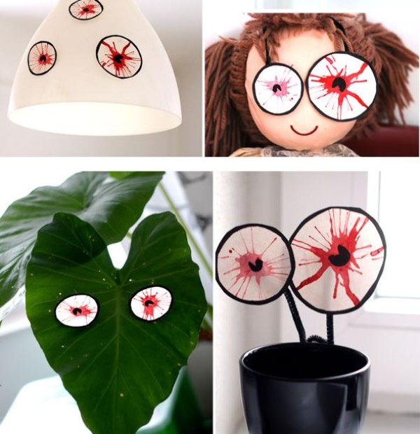 Tutorial on making cute Halloween decorations with scary big eyes