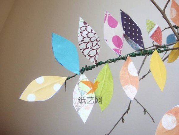 Autumn paper art leaf decoration handmade DIY production illustrated tutorial