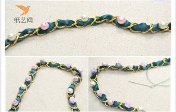 Fabric Art Tutorial Beaded Silk Belt Metal Chain Decorative Bracelet Fabric Art Tutorial