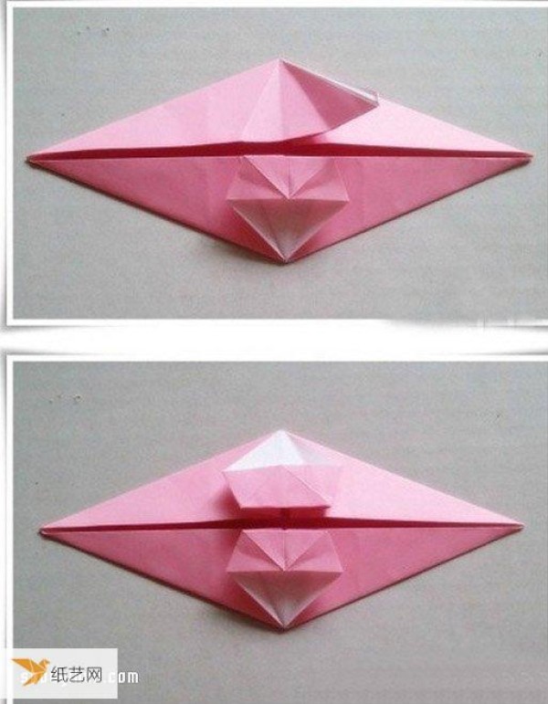 Illustrated method of folding an origami parasol by hand