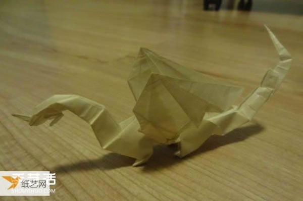 Western dragon with wings origami tutorial illustration