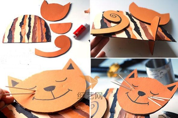 Use cardboard waste to make cute kittens, children’s handicrafts