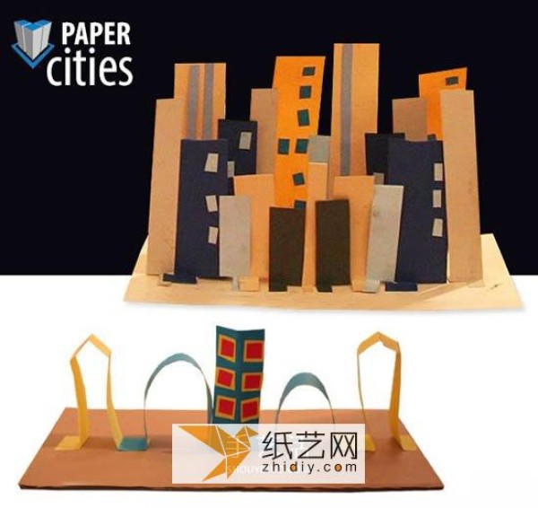 How to use paper cutting method to make three-dimensional city greeting cards from waste cartons