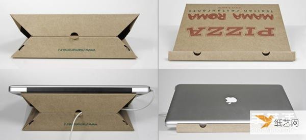 Use pizza box waste to create a personalized laptop cooling stand