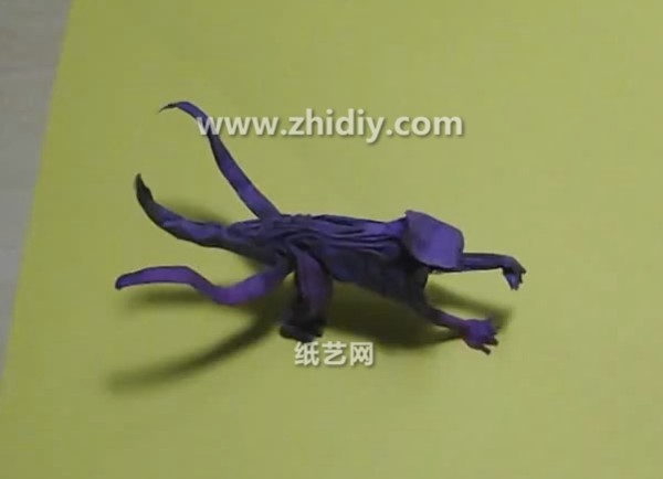 Origami three-tailed spider monkey manual folding tutorial