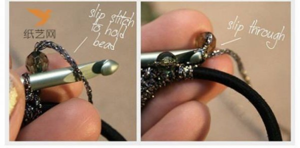 Beading Tutorials Gold and Silver Thread Wrapping Beaded Decorative Hair Tie Making Tutorial