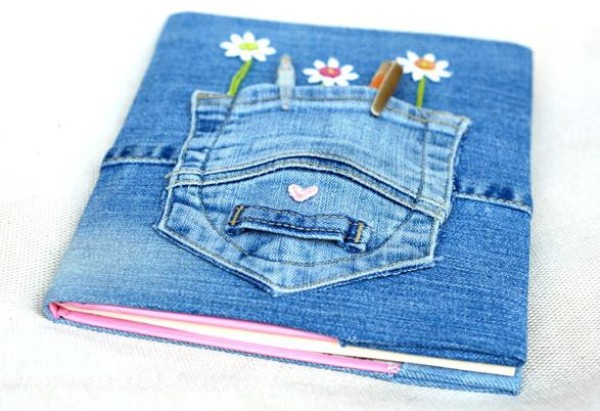 Tutorial on reusing old jeans to create a fresh diary cover