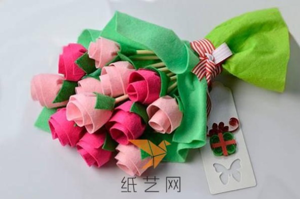 Tutorial on making a non-woven bouquet for Mother’s Day gift