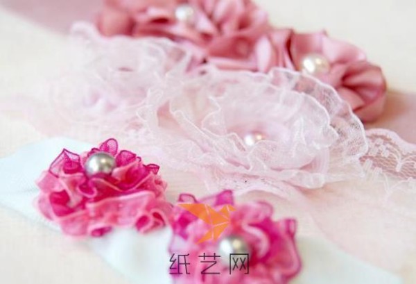 Fabric princess style ribbon flower headband childrens day gift