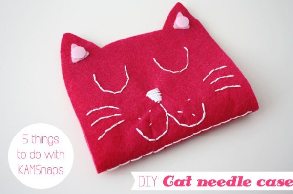 Handmade fabric making tutorial for cute kitten sewing bag