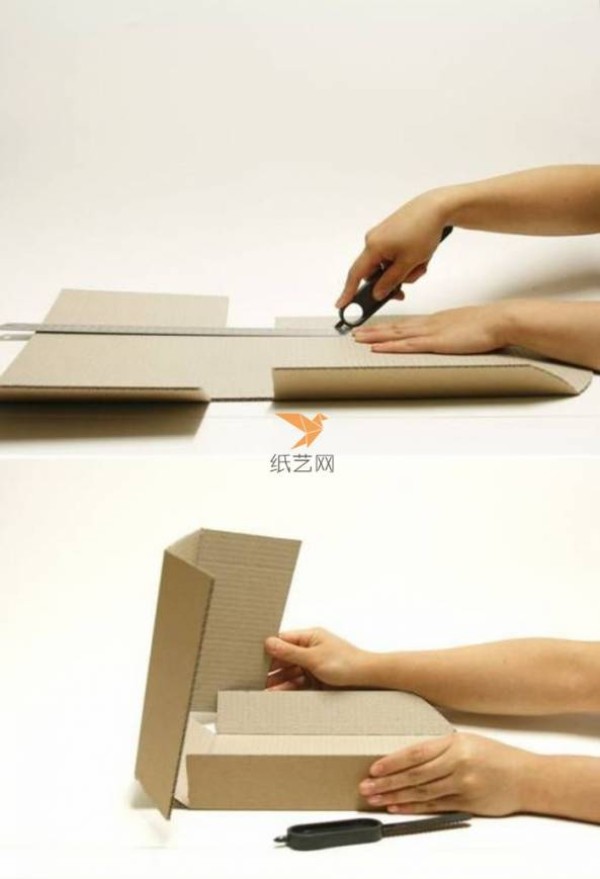 Tutorial on making a multi-layer storage cabinet made of paper art cartons