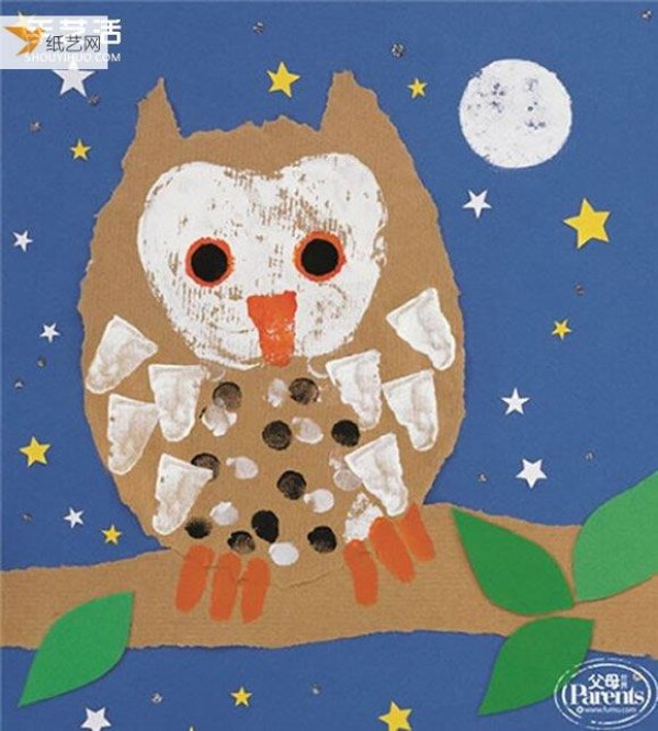 The process of kindergarten children making decorative owl paintings