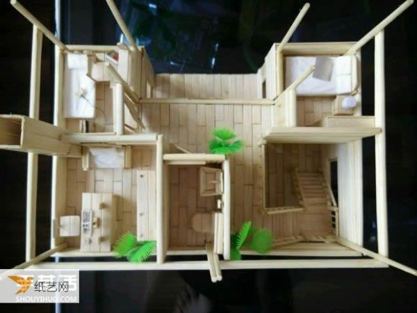 A complete step-by-step guide to hand-making a realistic villa model using disposable chopsticks