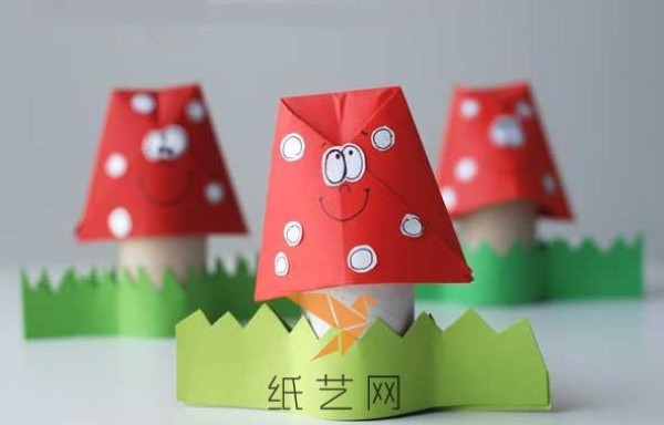 Tutorial on children’s DIY cute little mushrooms that turn waste into treasure from toilet paper tubes