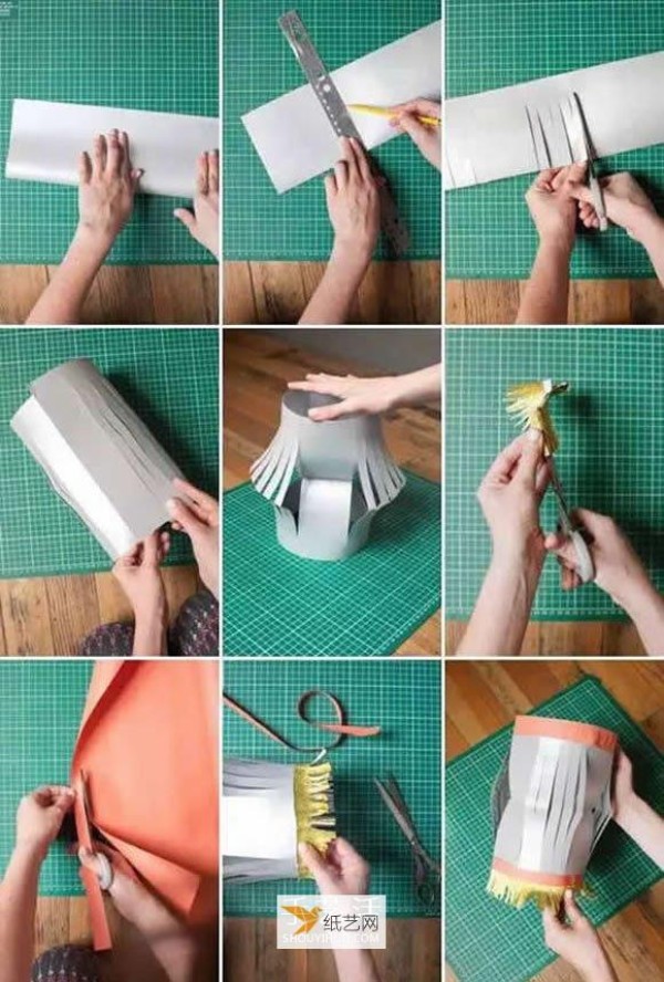 Illustrations of four simple paper lantern making methods