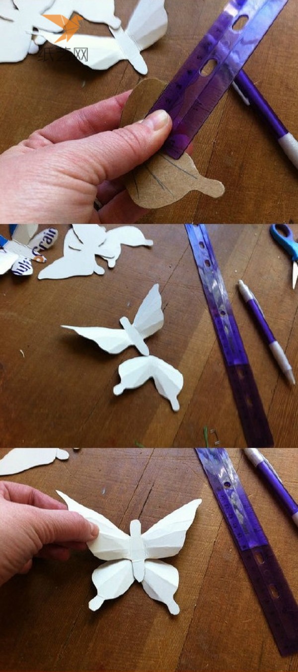 Beautiful butterflies made from used cardboard boxes in the Tutorial on Turning Waste into Treasures