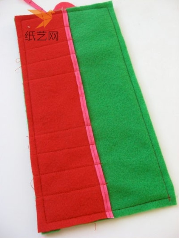 Non-woven pencil case in red and green, chic and easy-to-learn non-woven tutorial