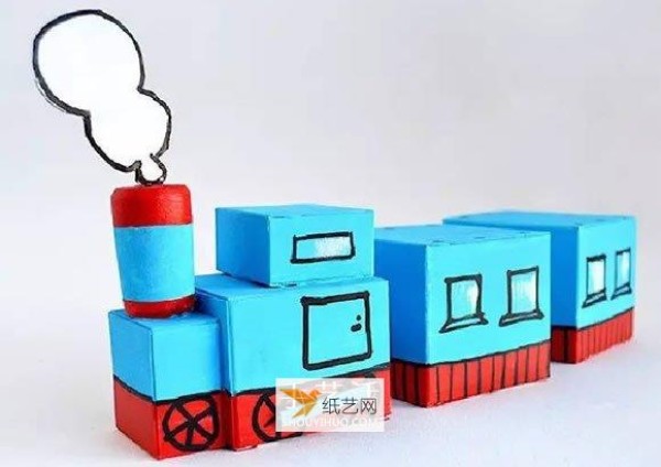 How to make a children’s model train using waste paper boxes