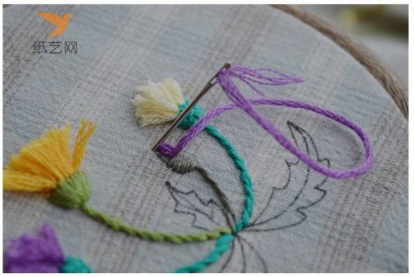 Embroidery Tutorial Three-dimensional Dandelion Embroidery Tutorial