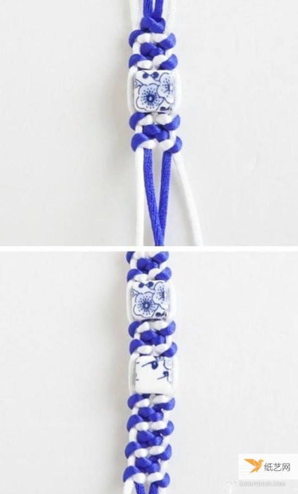 How to weave a blue and white porcelain bracelet that looks particularly unique on the surface