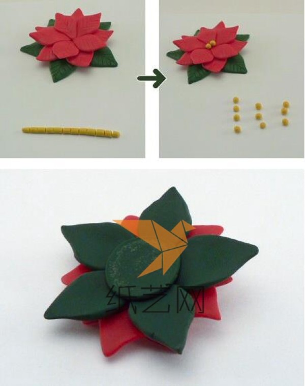 Adorable DIY tutorial for making Christmas flowers from super light clay