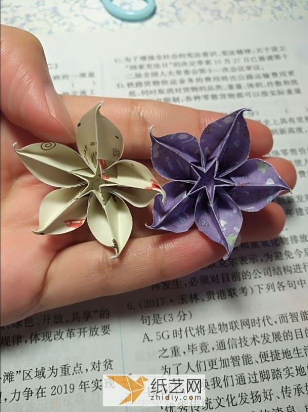 Tutorial on how to make beautiful origami carambola flowers for New Year origami