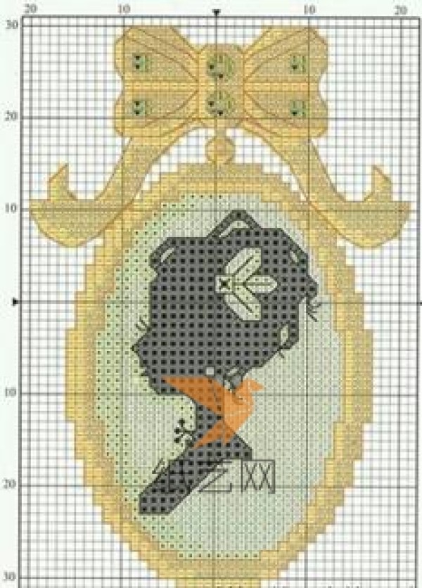 Tutorial on making elegant character silhouette cross-stitch pattern greeting cards