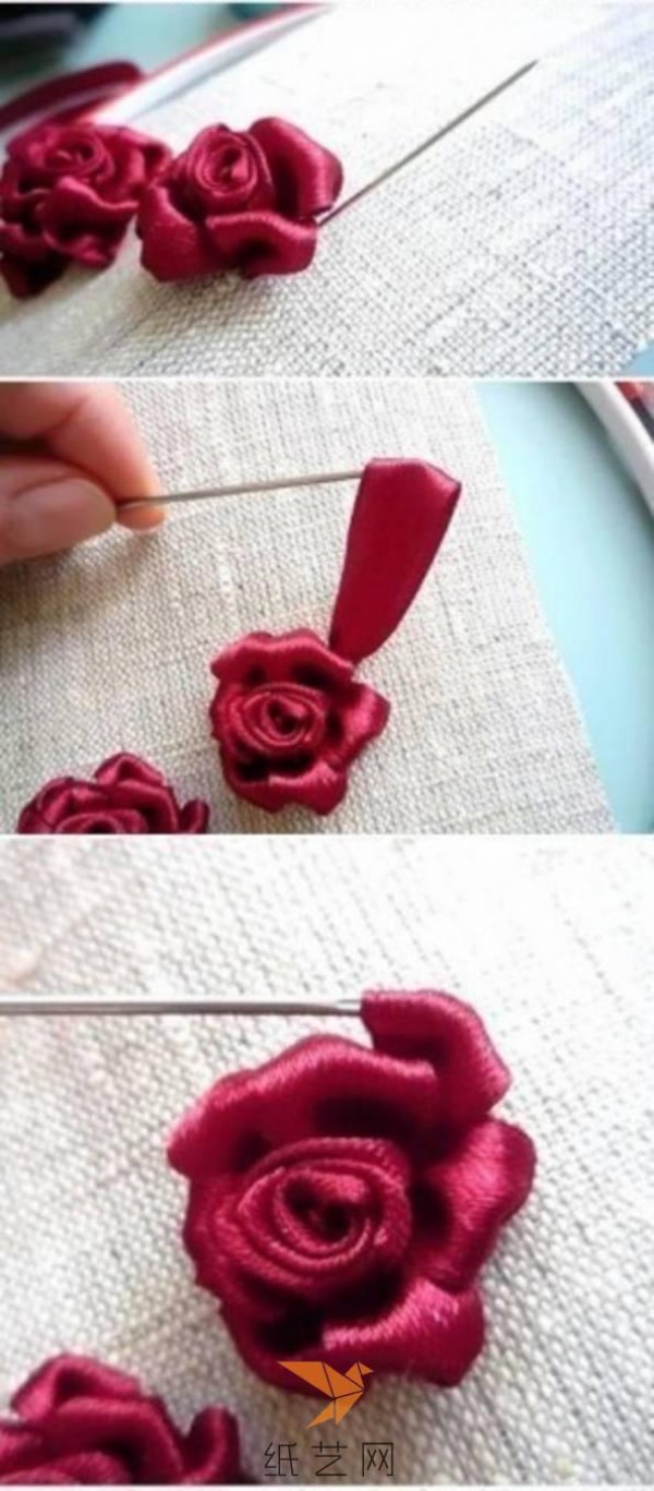 Ribbon embroidery rose tutorial embroidery fabric tutorial