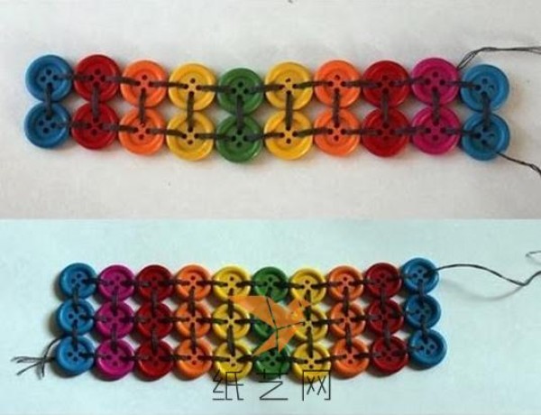 Simple rainbow button bracelet making tutorial