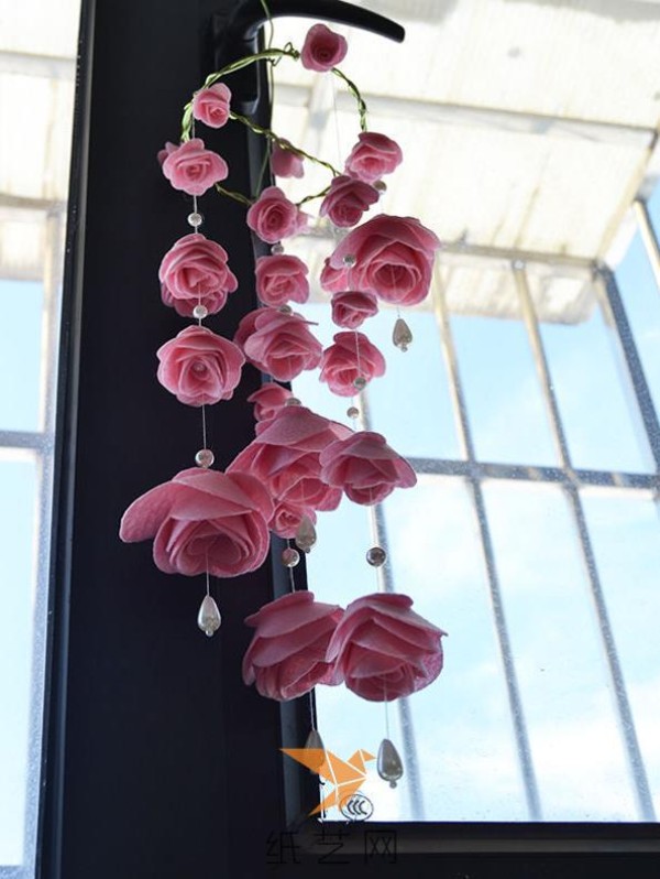 Rose hanging ornaments decorate romantic Valentines Day