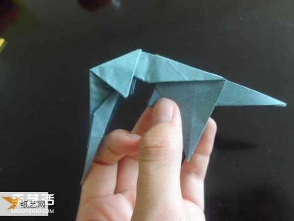 Western dragon with wings origami tutorial illustration