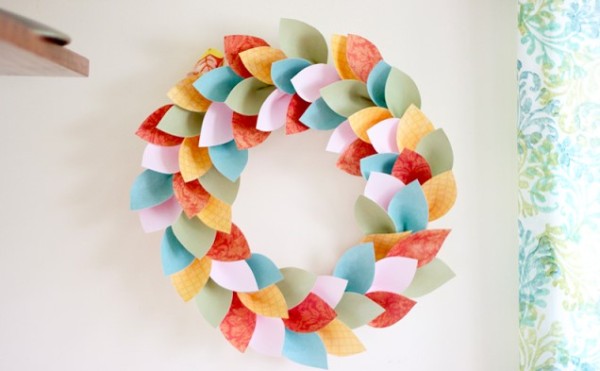 Autumn Fall Leaves Paper Wreath Handmade Illustrated Tutorial