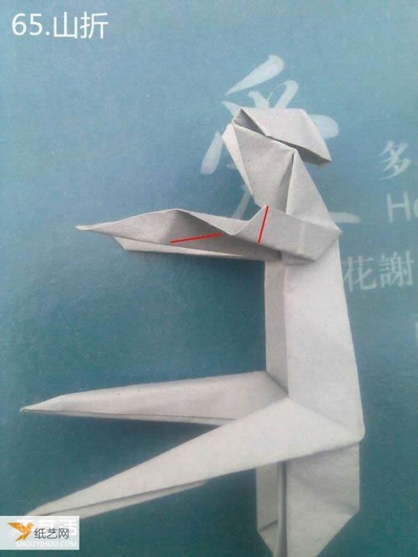 Detailed illustration of a sculpture of a pensive thinker using origami