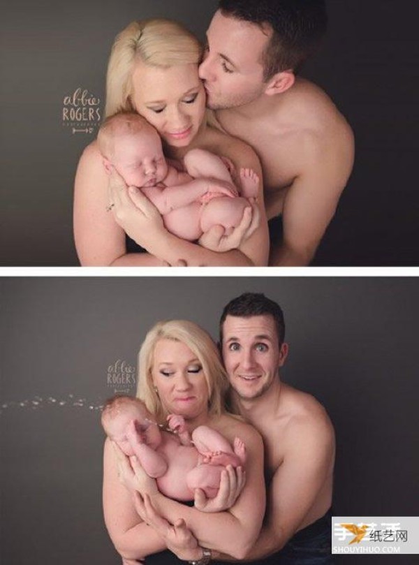 First family photo shoot of newborn baby and mom and dad